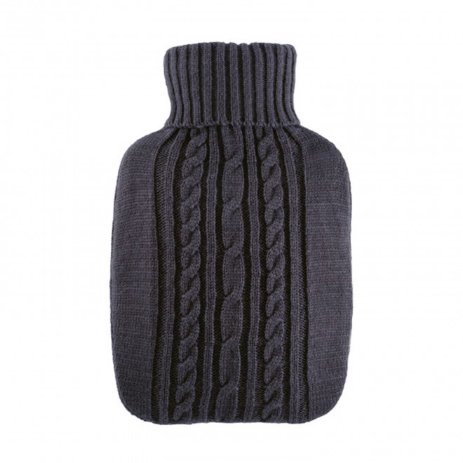 BOUILLOTTE PERSONNALISABLE 1.8L HOUSSE TRICOTEE 'CALDA' - gris