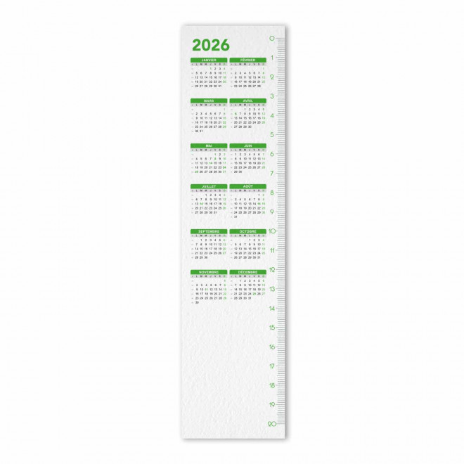 CALENDRIER MARQUE-PAGES PERSONNALISE 'CLARIN' - vert
