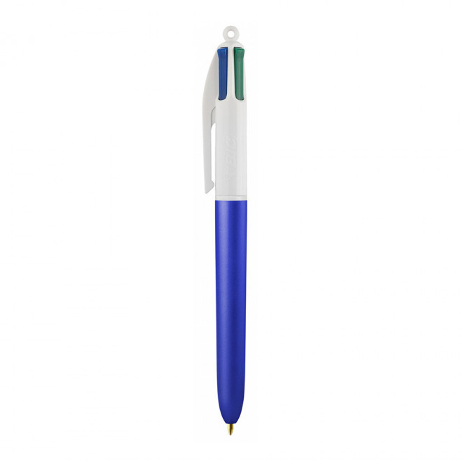 STYLO BIC® PERSONNALISABLE 4 COULEURS 'GLACE' - blanc/bleu