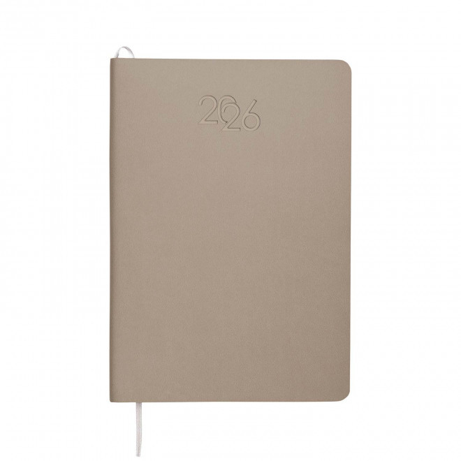 AGENDA SEMAINIER PU SOUPLE PERSONNALISE 'APRIL' - écru