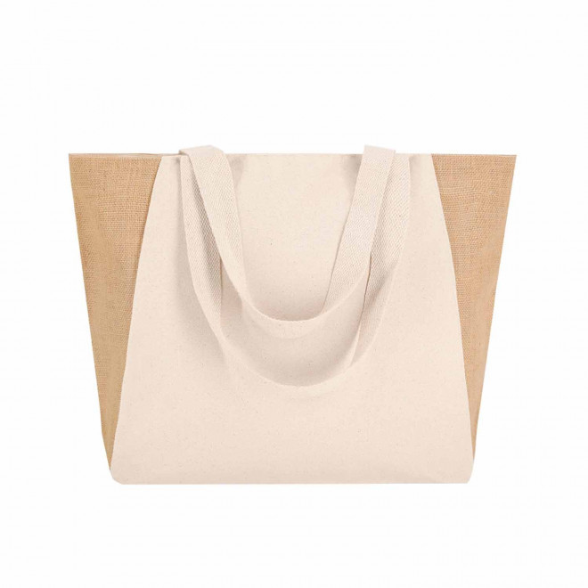 SAC COTON ET JUTE PERSONNALISABLE 'CHARMO' - naturel