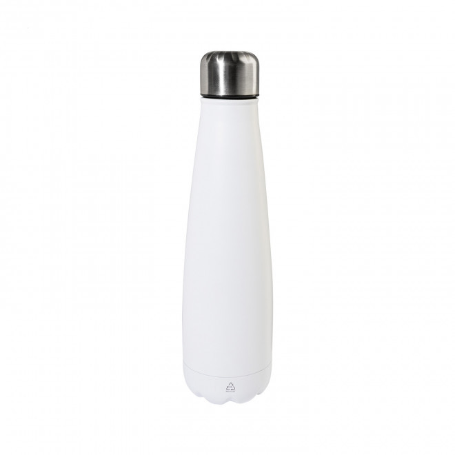 BOUTEILLE PUBLICITAIRE EN ACIER RECYCLE 600ML 'POIRY' - blanc