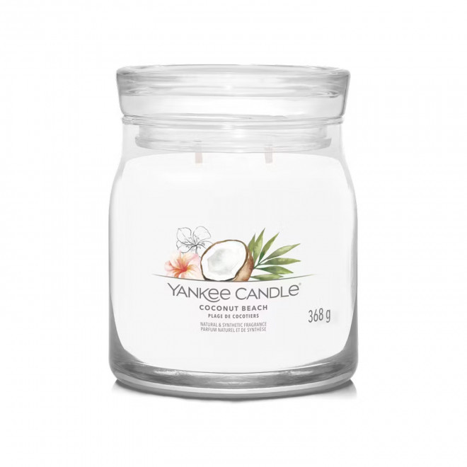 BOUGIE DEUX MECHES MOYENNE 'YANKEE CANDLE' - plage de cocotiers