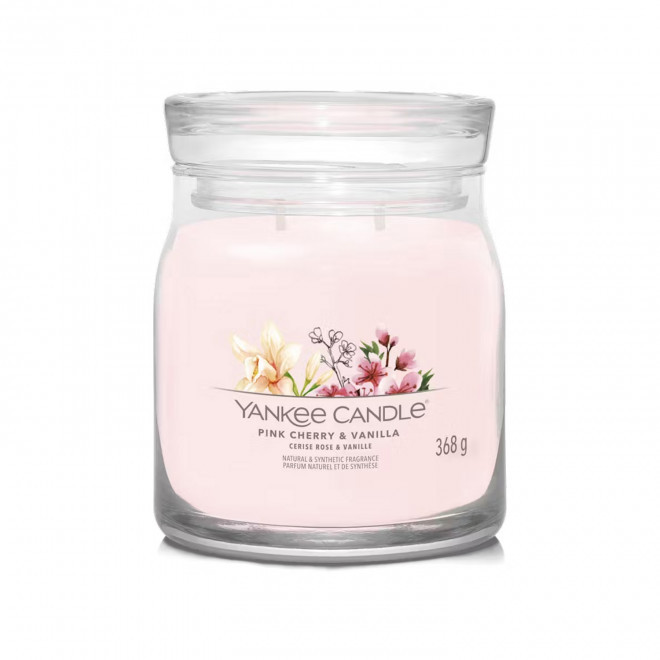 BOUGIE DEUX MECHES MOYENNE 'YANKEE CANDLE' - cerise rose et vanille