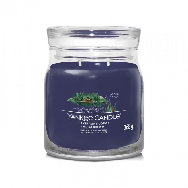 BOUGIE DEUX MECHES MOYENNE 'YANKEE CANDLE' - chalet au bord du lac