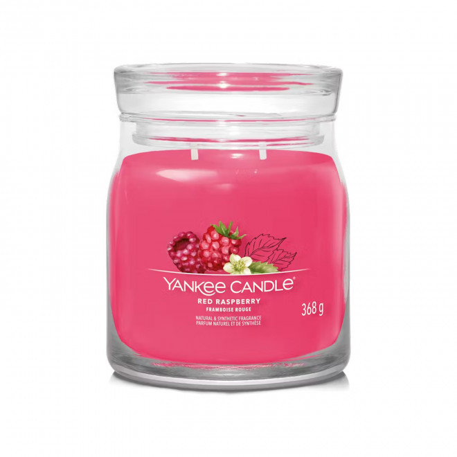 BOUGIE DEUX MECHES MOYENNE 'YANKEE CANDLE' - framboise rouge