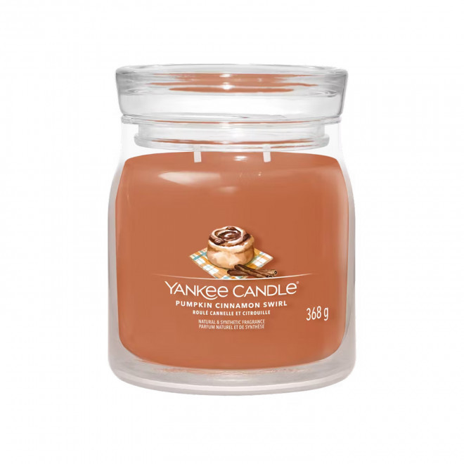 BOUGIE DEUX MECHES MOYENNE 'YANKEE CANDLE' - roulé cannelle et citrouille