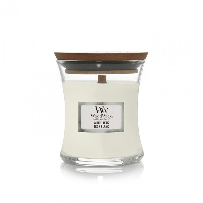 BOUGIE PARFUMEE MECHE BOIS 'WOODWICK MINI' - teck blanc