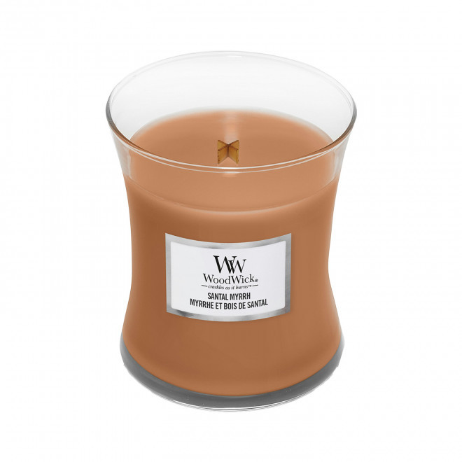 BOUGIE PARFUMEE MECHE BOIS  'WOODWICK' - myrrhe et bois de santal