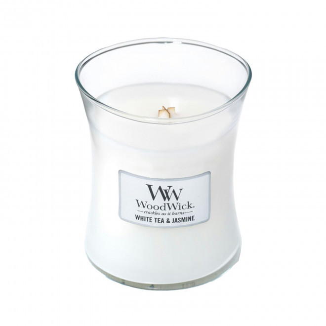 BOUGIE PARFUMEE MECHE BOIS  'WOODWICK' - thé blanc et jasmin
