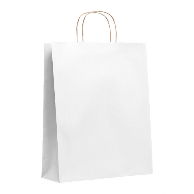 SAC PAPIER KRAFT PUBLICITAIRE ANSES TORSADEES 'HONDURO' 32X40X12 CM 90 GR/M² - blanc