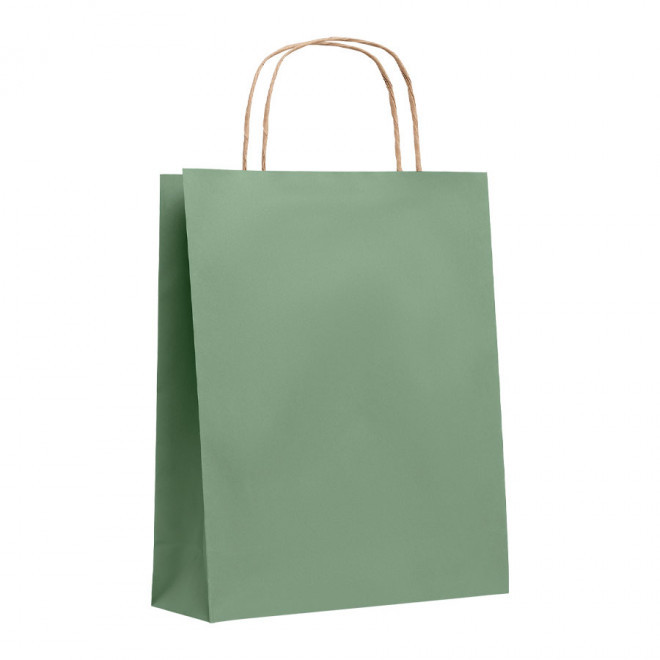 SAC PAPIER KRAFT PUBLICITAIRE ANSES TORSADEES 'HONDURO' 18X21X8 CM 90 GR/M² - vert