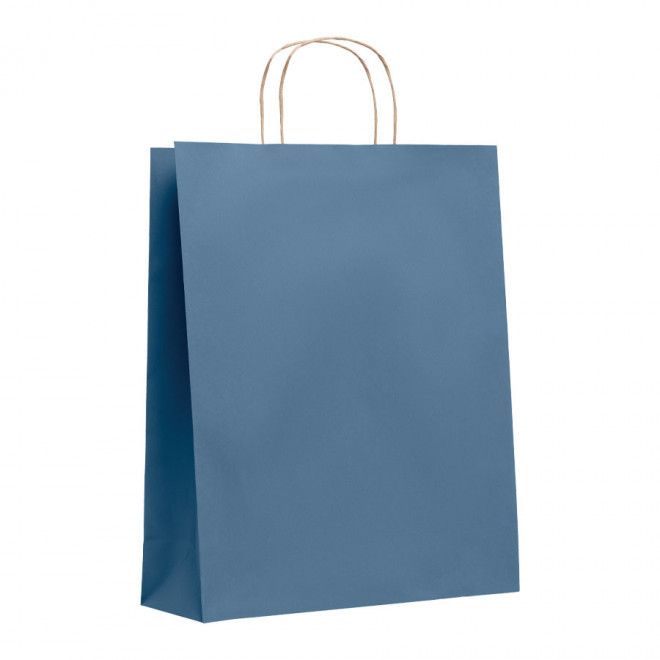 SAC PAPIER KRAFT PUBLICITAIRE ANSES TORSADEES 'HONDURO' 32X40X12 CM 90 GR/M² - bleu