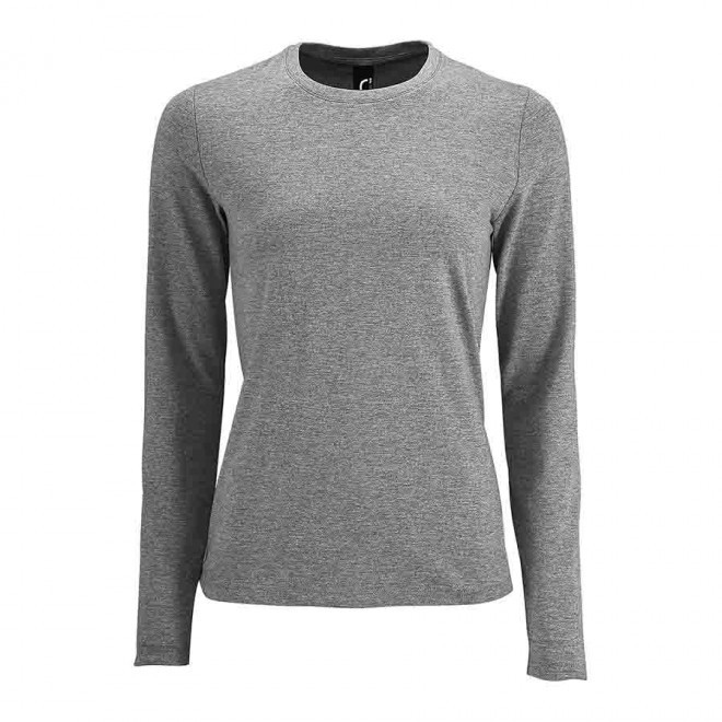 TEE-SHIRT PERSONNALISABLE FEMME ML 'IMPERIAL LSL' - gris chiné