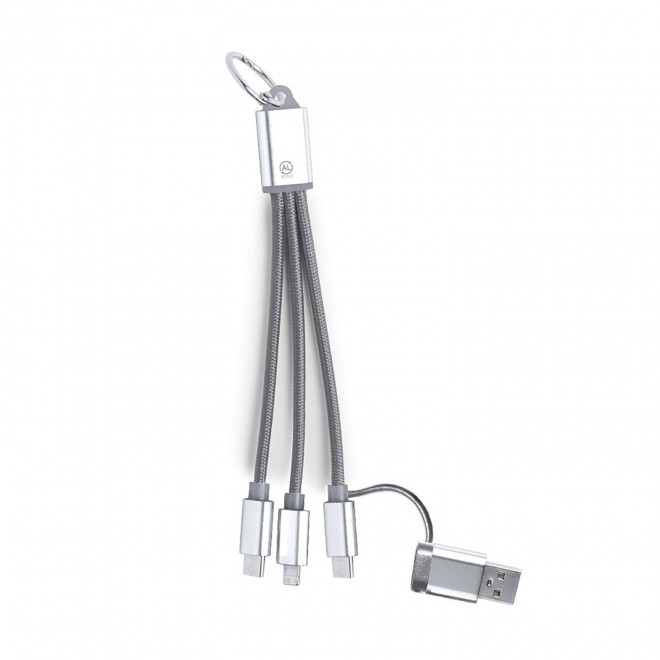 CABLE DE CHARGE RECYCLE PERSONNALISABLE 'FIBOU SMART MINI' - argenté