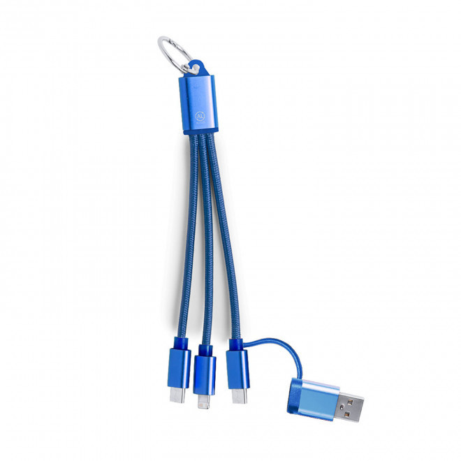 CABLE DE CHARGE RECYCLE PERSONNALISABLE 'FIBOU SMART MINI' - bleu