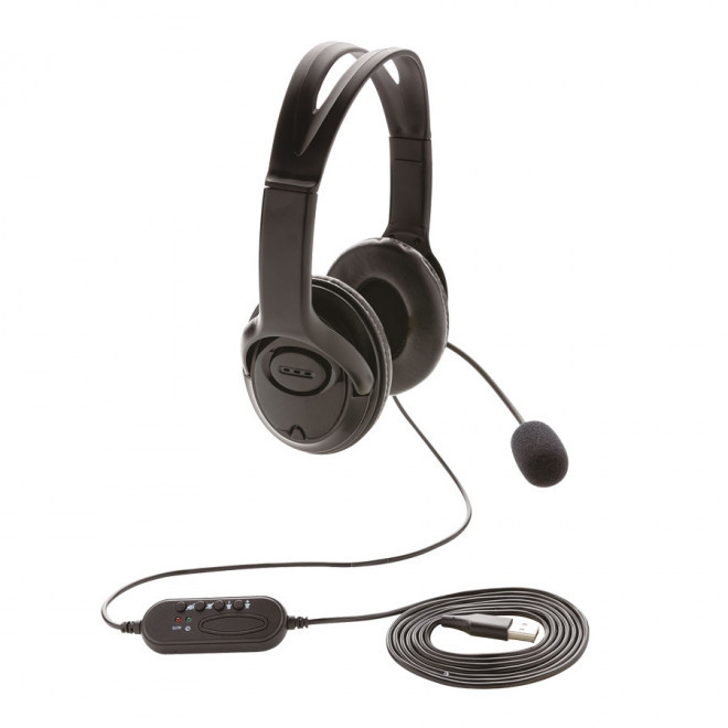 CASQUE AUDIO FILAIRE AVEC MICRO 'GAMMY' - noir