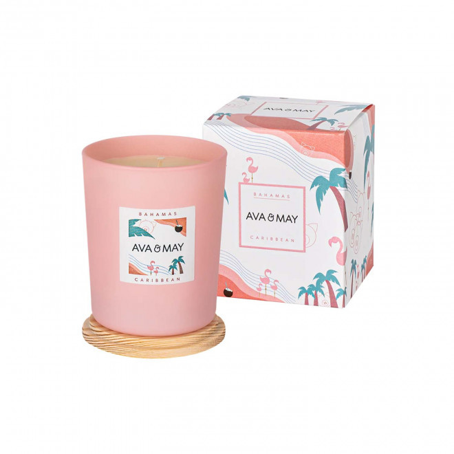 BOUGIE PARFUMEE VERRE ET BAMBOU PERSONNALISABLE 'AVA MAY' - bahamas