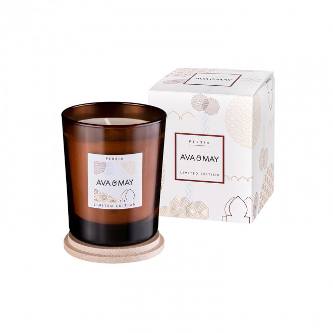 BOUGIE PARFUMEE VERRE ET BAMBOU PERSONNALISABLE 'AVA MAY' - perse