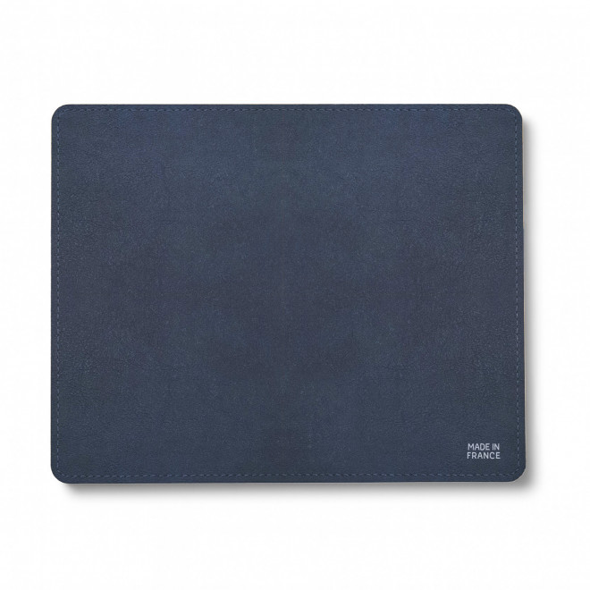 TAPIS DE SOURIS CUIR RECYCLE PERSONNALISE 'EPURE' - bleu jean