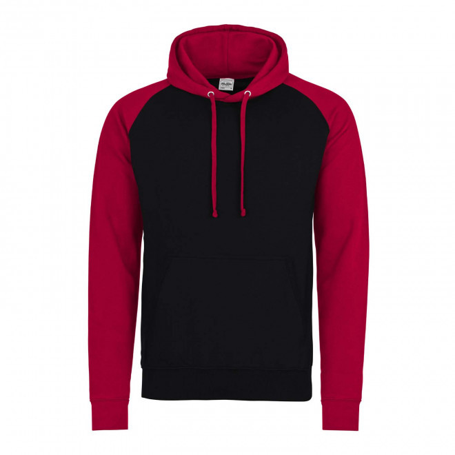 SWEAT CAPUCHE PERSONNALISABLE MIXTE 'VARSITA' - noir/rouge