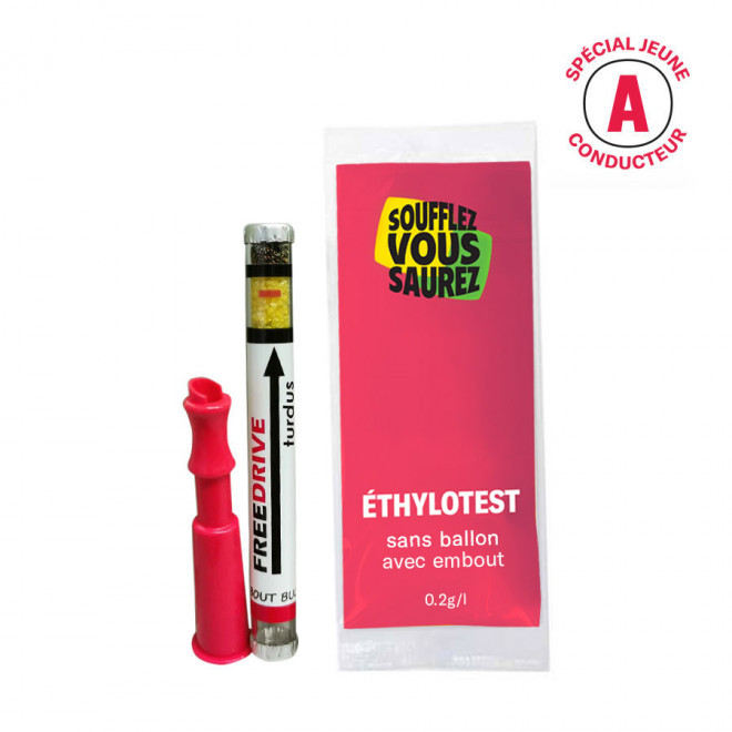 ÉTHYLOTEST SANS BALLON AVEC EMBOUT PERSONNALISÉ 'DRIVECARE' - 0.2g/l