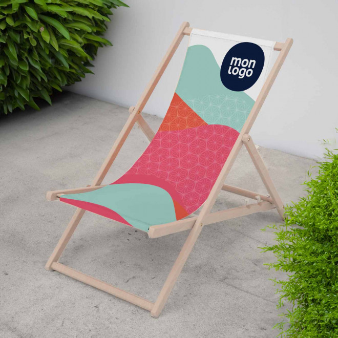 TRANSAT CHILIENNE PERSONNALISABLE EN BOIS 'LONG ISLAND' - quadrichromie