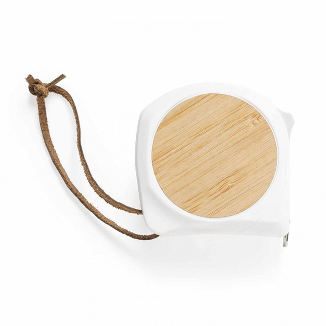METRE RUBAN BAMBOU PERSONNALISABLE 'MESURIO BLANC' - blanc/bois
