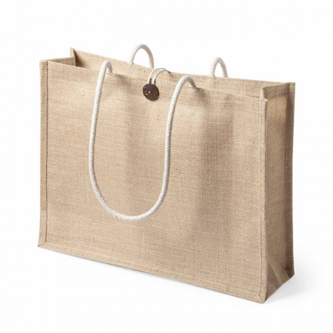 SAC JUTE PERSONNALISABLE AVEC BOUTON 'LACO' - naturel