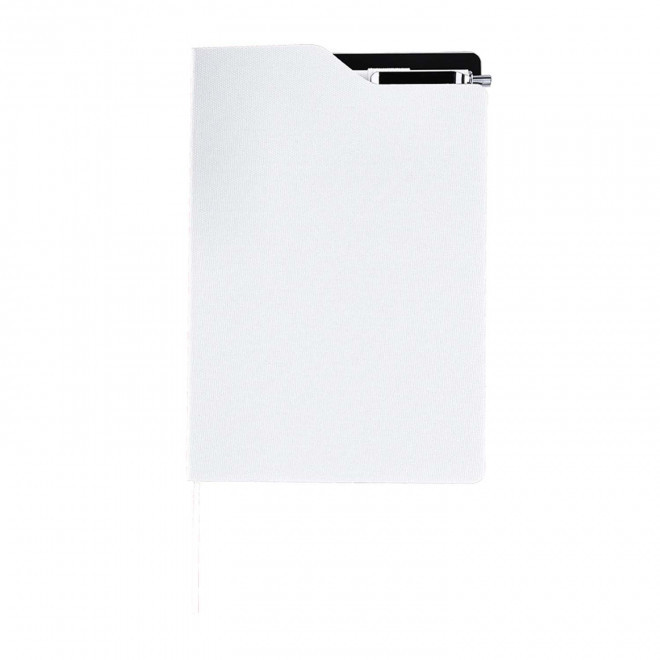 CARNET A5 RIGIDE RPET PERSONNALISE STYLO 'KURT' - blanc