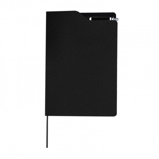 CARNET A5 RIGIDE RPET PERSONNALISE STYLO 'KURT' - noir
