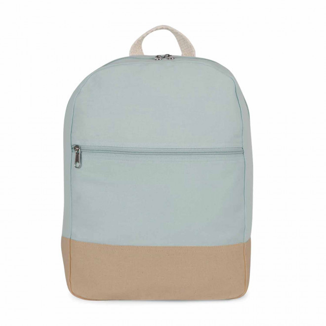 SAC A DOS EN COTON PERSONNALISABLE 'KESHA' - vert clair/marron