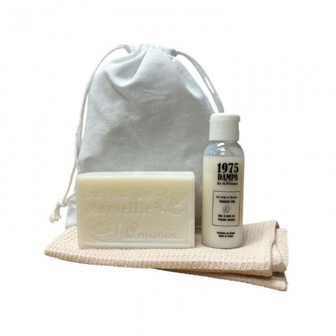 COFFRET PERSONNALISE SAVON ET TORCHON 'OLIVIA SOIN' - amande