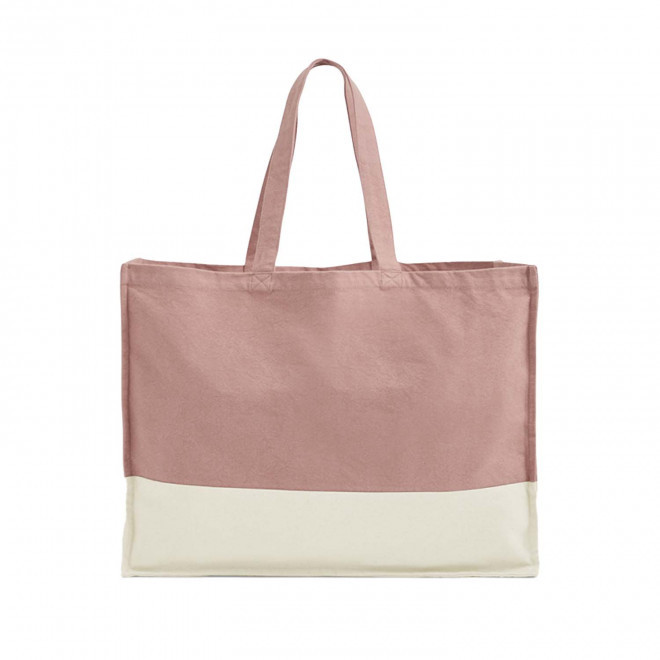 SAC SHOPPING SOUFFLET PERSONNALISABLE BICOULEUR 'NIKKIE' - rose/naturel