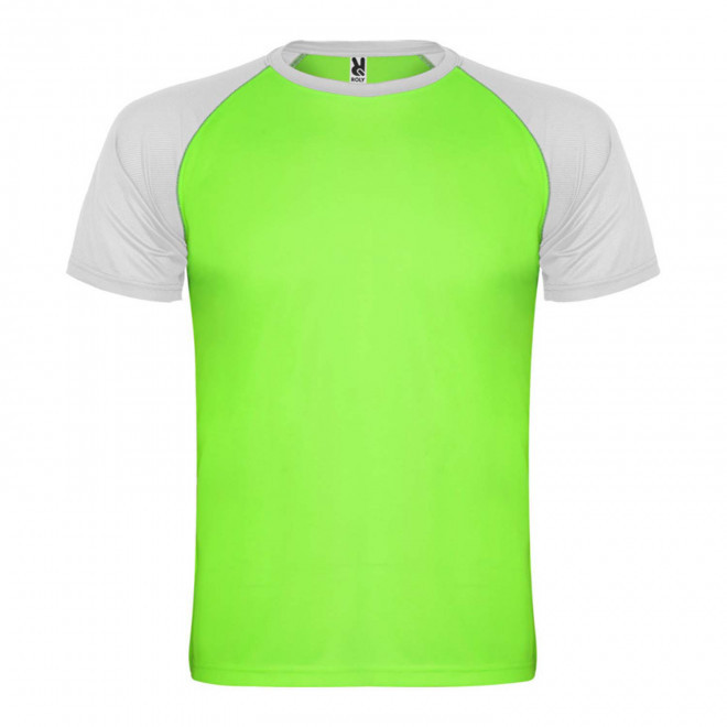TEE-SHIRT DE SPORT PERSONNALISABLE MIXTE 'MILKY' RAPIDE 4 JOURS - vert fluo/blanc
