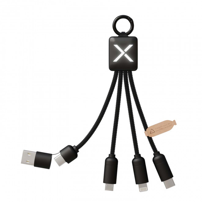 CÂBLE DE CHARGE PERSONNALISABLE 5 EN 1 SCX® LOGO LUMINEUX 'ANAT SMART' - carré