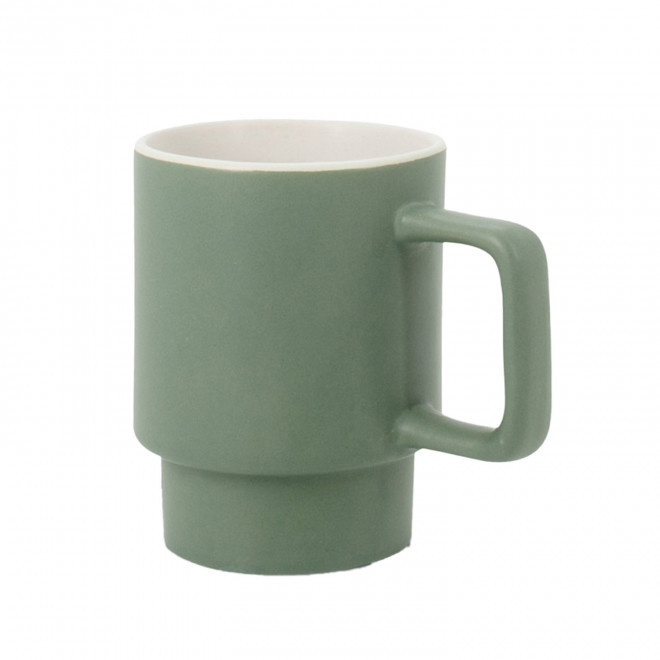 MUG PUBLICITAIRE CERAMIQUE EMPILABLE 330ML 'PAPULA' - vert kaki