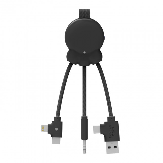 CABLE CHARGE 3 EN 1 PERSONNALISABLE BLUETOOTH 'OCTOPUS BT' - noir