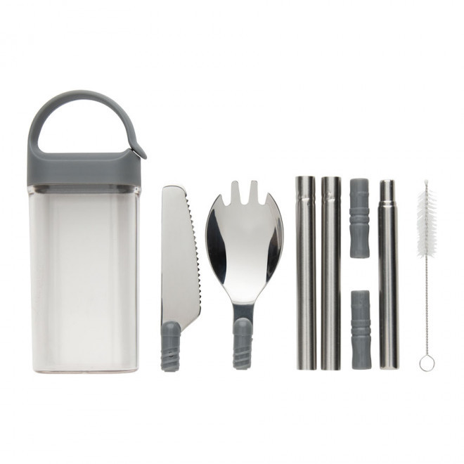 SET DE COUVERTS PERSONNALISÉ EN ACIER INOXYDABLE 'MENDI' - gris