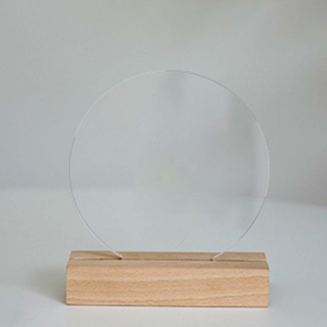 TROPHEE ACRYLIQUE ET BOIS PERSONNALISABLE 'UKITA WOOD' - rond