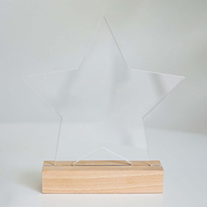 TROPHEE ACRYLIQUE ET BOIS PERSONNALISABLE 'UKITA WOOD' - étoile
