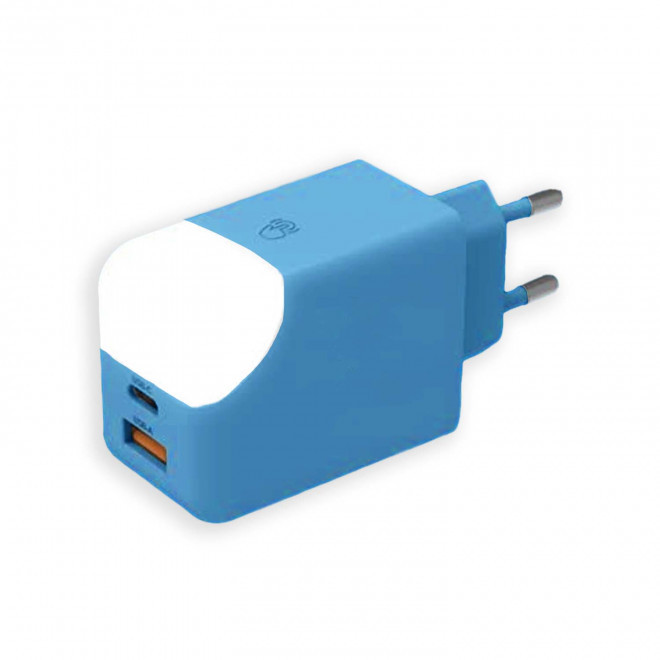 PRISE CHARGEUR SECTEUR 65W PERSONNALISABLE 'ICE G' - bleu