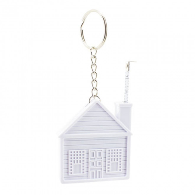 PORTE-CLES PERSONNALISABLE METRE RUBAN 'DANO MAISON 1M' - blanc