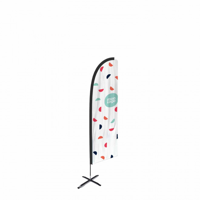 DRAPEAU PERSONNALISÉ ORIFLAMME PLUME + PIED CROISILLON 'DRAPUS' - 50x210cm