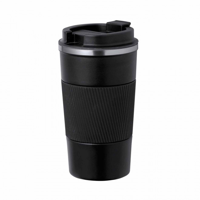 MUG ISOTHERME PERSONNALISABLE AVEC GRIP 400ML 'TOODI GRIP' - noir