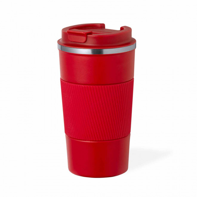 MUG ISOTHERME PERSONNALISABLE AVEC GRIP 400ML 'TOODI GRIP' - rouge