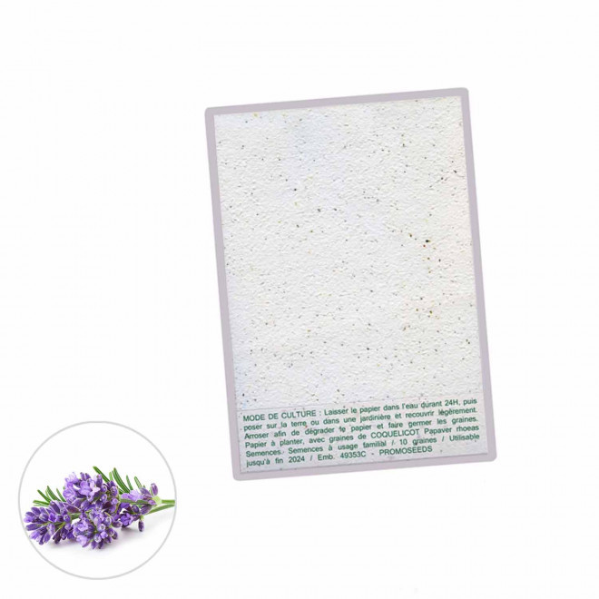 CARTE À PLANTER PERSONNALISABLE ENSEMENCÉE 140 G/M² 'HORTUS' - lavande