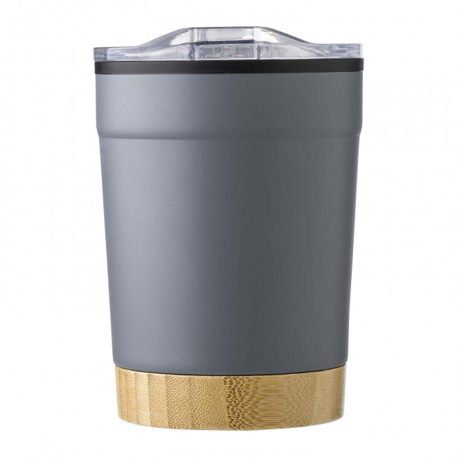 GOBELET EN ACIER ET BAMBOU 300ML PERSONNALISABLE 'SAPIA' - gris
