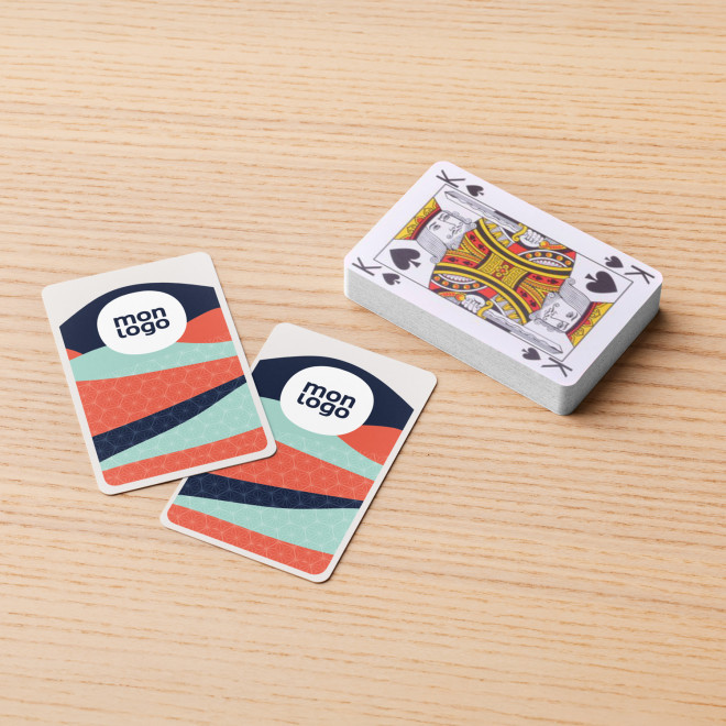 JEU DE BRIDGE 54 CARTES AVEC ETUI PERSONNALISABLE 'NIKKA'  - blanc