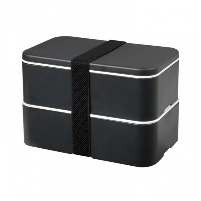 LUNCH BOX BIO PLASTIQUE PERSONNALISABLE 'STOBO DOUBLE' - noir